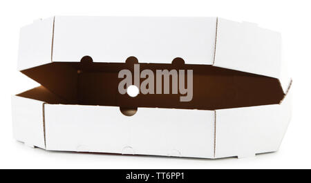 Pizza en carton fort, isolated on white Banque D'Images