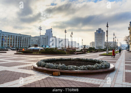 Minsk, Belarus - 15 novembre 2018 : vue sur la place de l'indépendance à Minsk Banque D'Images