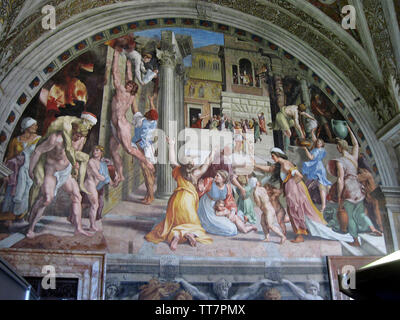 Les PEINTURES SUR LES MURS DE L'INTÉRIEUR, MUSÉE DU VATICAN Banque D'Images