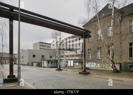 Bâtiments dans le complexe de bâtiments de l'AC de la Stasi, Hohenschonhausen, Berlin, Allemagne. Banque D'Images