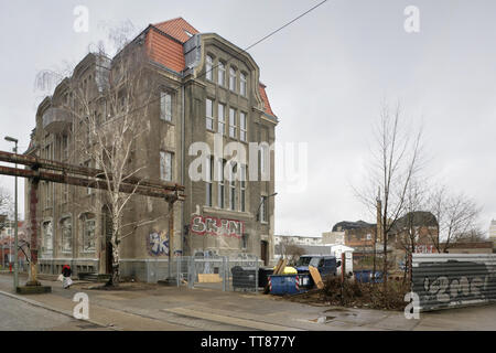 Bâtiments dans le complexe de bâtiments de l'AC de la Stasi, Hohenschonhausen, Berlin, Allemagne. Banque D'Images