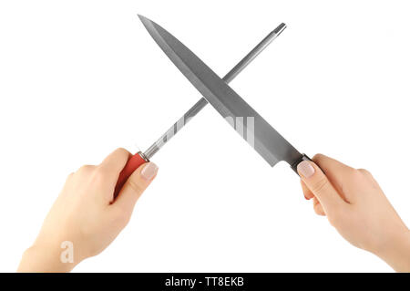 Processus d'affûtage des isolated on white Banque D'Images