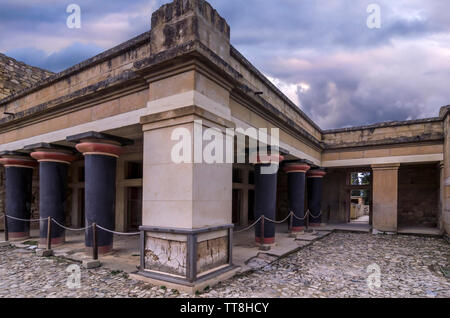 Knossos, Crete - Grecce. Le Mégaron de la reine sur le site archéologique de Knossos se trouve dans les Appartements Royaux à côté de la salle de l'Axes Double Banque D'Images