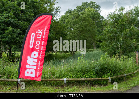 Gestion des déchets Biffa stand promotionnel à l'Leyland Park Festival dans le Lancashire, Royaume-Uni Banque D'Images