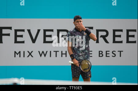 Londres, Royaume-Uni. 15 Juin, 2019. Alexei Popyrin de l'Australie pendant les tours de qualification de tennis à l'Fever-Tree Championships au Queen's Club, Londres, Angleterre le 15 juin 2019. Photo par Andy Rowland. Credit : premier Media Images/Alamy Live News Banque D'Images