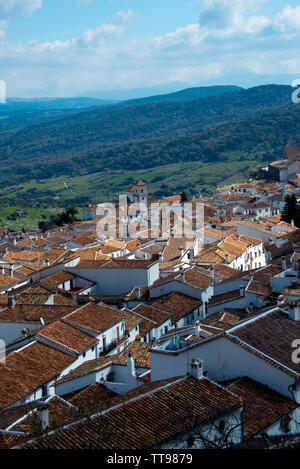 Les modèles de toit village blanc d'Andalousie, Espagne Grazalema Banque D'Images