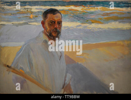 Joaquin Sorolla y Bastida (1863-1923). Peintre espagnol. Autoportrait avec fond de mer (Autorretrato con fondo de mar), 1909. Musée Sorolla. Madrid. L'Espagne. Banque D'Images