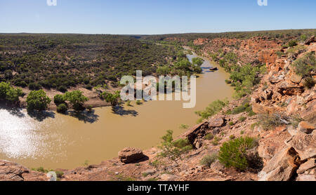 Vue panoramique à Hawks Head Lookout, le Parc National de Kalbarri, Australie occidentale Banque D'Images