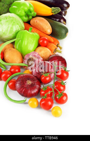 Tas de légumes frais isolated on white Banque D'Images