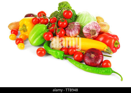 Tas de légumes frais isolated on white Banque D'Images