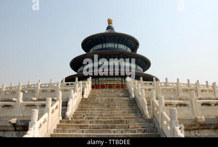 Temple du Ciel (Tiantan) à Pékin, en Chine. Tian Tan signifie Autel du ciel. Ce temple est la salle de prière pour les bonnes récoltes, Temple du Ciel. Banque D'Images