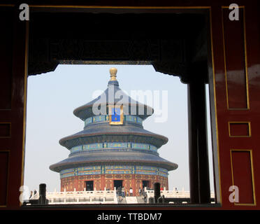 Temple du Ciel (Tiantan) à Pékin, en Chine. Tian Tan signifie Autel du ciel. Ce temple est la salle de prière pour les bonnes récoltes, Temple du Ciel. Banque D'Images