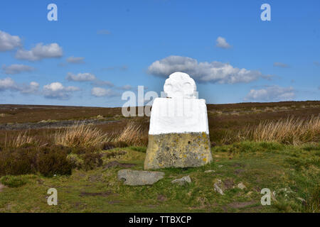 Danby haute lande avec Fat Betty waymarker en Angleterre. Banque D'Images