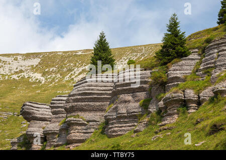 'Città di Roccia', caractéristiques géologiques. Plateau de montagne Asiago. Vénétie. Italie. Europe. Banque D'Images