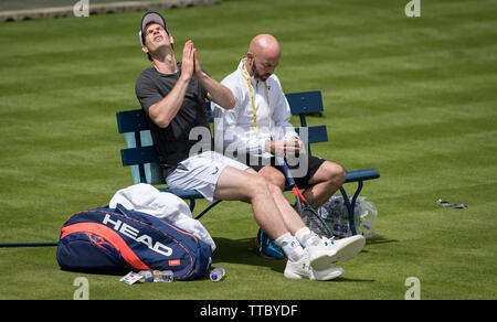 Londres, Royaume-Uni. 16 Juin, 2019. ANDY MURRAY GBR durant la pratique et de qualification de tennis à l'Fever-Tree Championships au Queen's Club, Londres, Angleterre le 16 juin 2019. Photo par Andy Rowland. Credit : premier Media Images/Alamy Live News Banque D'Images