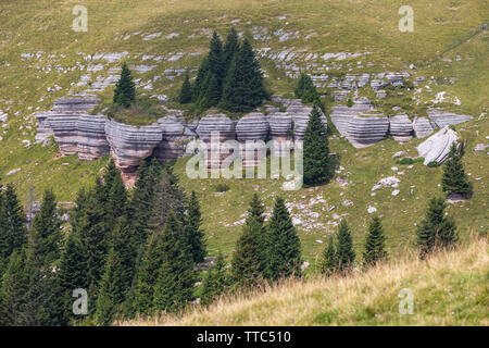 'Città di Roccia', caractéristiques géologiques. Plateau de montagne Asiago. Vénétie. Italie. Europe. Banque D'Images