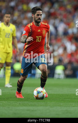 Isco en Espagne pendant l'UEFA Euro 2020 Groupe admissible F match de football entre l'Espagne et la Suède le 10 juin 2019 à Santiago Bernabeu à Madrid, Espagne - Photo Laurent Lairys / DPPI Banque D'Images