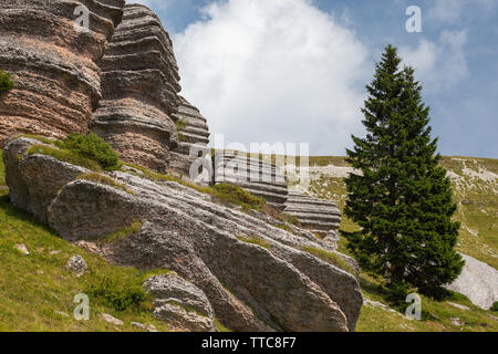 'Città di Roccia', caractéristiques géologiques. Plateau de montagne Asiago. Vénétie. Italie. Europe. Banque D'Images