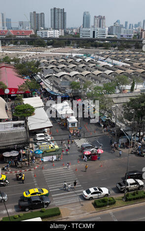 Vue aérienne sur le marché de Chatuchak à Bangkok en Thaïlande Banque D'Images