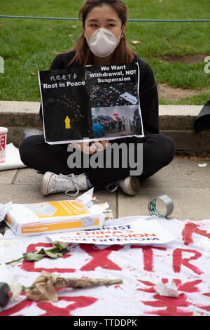 Londres, Royaume-Uni. 16 juin 2019. Autour de 1000 manifestants protester contre la loi sur l'extradition par le Gouvernement de Hong Kong et de son chef, Carrie Lam sur la place du Parlement, Londres, UK exigeant l'aide britannique dans la protection de la liberté. La loi permettrait le transfert de personnes soupçonnées de crimes, y compris l'opposition politique, d'être transférée à la Chine. Crédit : Joe Keurig / Alamy Banque D'Images