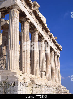 Colonnes du Parthénon, l'acropole d'Athènes, Athènes (Athina), le Centre d'Athènes, Grèce Banque D'Images