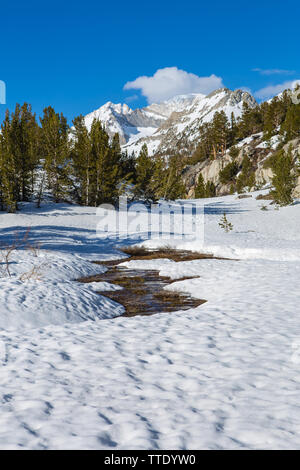 Sommets de montagnes enneigées au printemps sur la vallée de l'Est de la Sierra Nevada de Californie, USA Banque D'Images