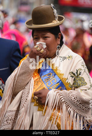 Cholita au Gran Poder Festival, La Paz, Bolivie Banque D'Images