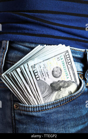 Dollars en poches closeup Banque D'Images