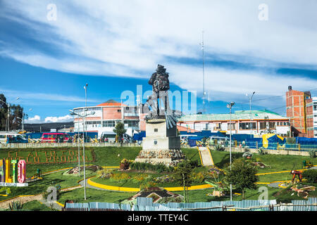 La Paz, Bolivia-Jan 1, 2019 : Monument à la ville de La Paz, Bolivie, Amérique du Sud. Banque D'Images