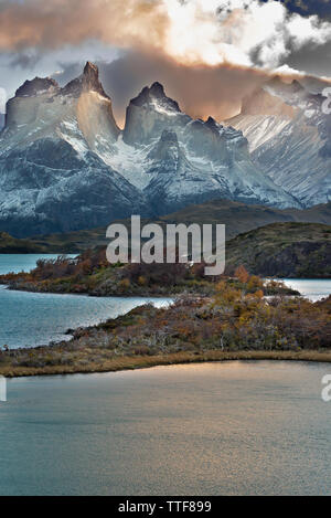 Pehoe, lac NP Torres del Paine, Chili Banque D'Images