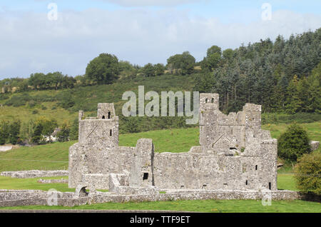 Ruines de l'abbaye bénédictine d'avancement médiévale, connu comme le lieu des sept merveilles, Fore, comté de Westmeath, Irlande Banque D'Images