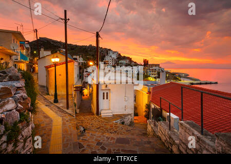 Le village Agios Kirikos Ikaria island en Grèce. Banque D'Images