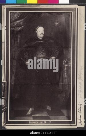 Jean III Sobieski, une peinture d'art photographique par John Tricius dans l'université de Cracovie (1677) avec des notes de la rédaction, photo-optique modèle pour dessin 'Johann III. Sobieski von Karl Ritter von Siegl (vgl. Pk 1131, 2073), vgl. Kronprinzenwerk' (la monarchie austro-hongroise en word et photo, Vienne 1886-1902), volume "donnée", 1898, page 216, Additional-Rights Clearance-Info-Not-Available- Banque D'Images