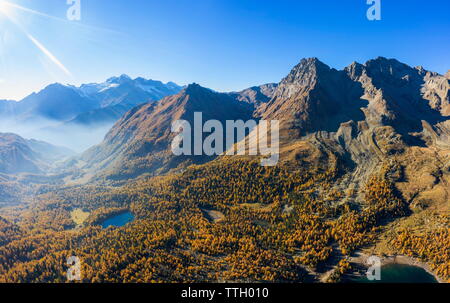 Vue aérienne de Val di Campo au cours de l'automne, Suisse Banque D'Images