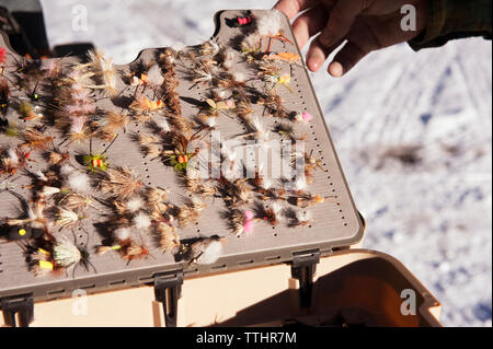 Portrait de la pêche à la mouche appâts dans fort Banque D'Images