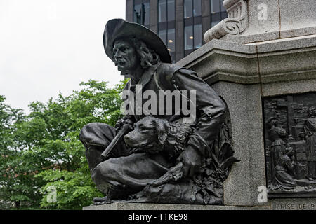 Le vieux Montréal Monument Maisonneuve chiffres Banque D'Images