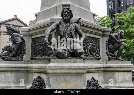 Le vieux Montréal Monument Maisonneuve chiffres Banque D'Images