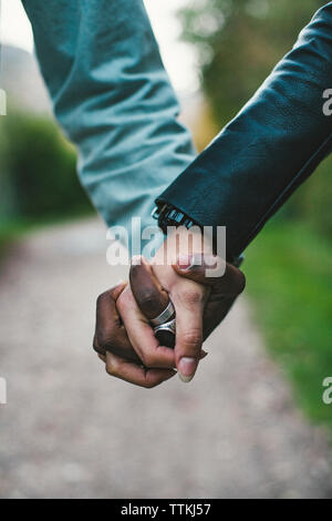 Portrait de couple holding hands at park Banque D'Images
