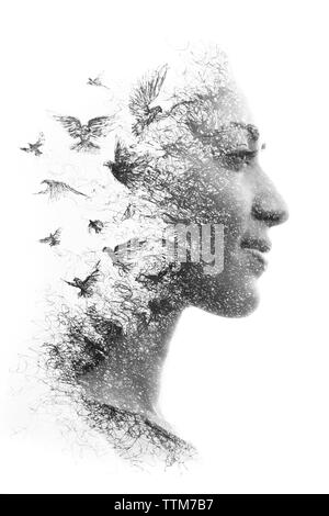 La photographie de portrait d'art se mêle à la création d'une ambiance de rêve Banque D'Images