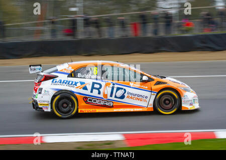 Honda Civic Type R sur la voie, British Touring Car Championship (BTCC), Brands Hatch, premier week-end de course de la saison, Avril 2019 Banque D'Images