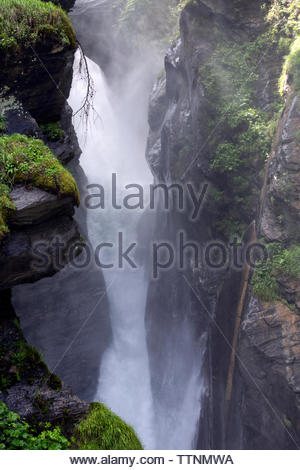 Une cascade près du village de Moos dans la Val Passiria Valley dans le Tyrol du Sud. Le nombre de visiteurs dans la région du Tyrol du sud de l'Italie a augmenté dans la période de novembre 2017 à octobre 2018, montrent les chiffres publiés récemment. Il y a eu une augmentation de 3,6  % du nombre de visiteurs dans la région sur l'année précédente. Les visiteurs de l'Allemagne continuent d'être le plus grand groupe de touristes dans le Tyrol du Sud, un fait facilement s'expliquer par la présence de la langue allemande, de la culture et coutumes, qui à ce jour sont une partie essentielle de la vie là-bas. Banque D'Images