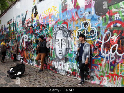 John Lennon Wall à Prague Banque D'Images