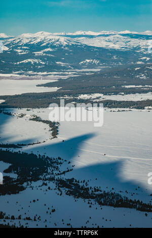 Vue de la vallée de Jackson Hole et les ombres teton en hiver Banque D'Images