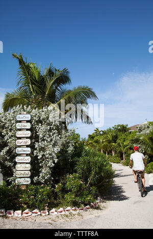 EXUMA, Bahamas. Les instructions pour les différentes villas à la pintade Cay Resort. Banque D'Images