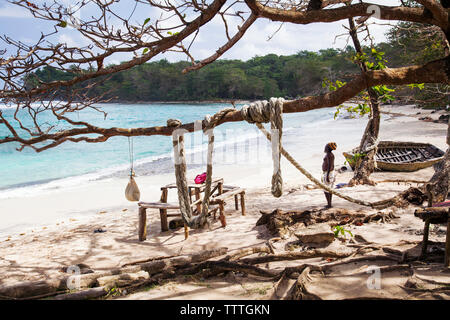 La JAMAÏQUE, Port Antonio. La plage Winifred. Banque D'Images