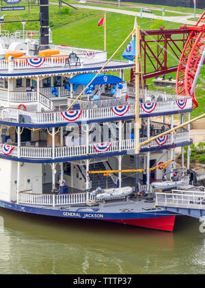 Le général Jackson Showboat amarré sur la rivière Cumberland Nashville Tennessee USA. Banque D'Images