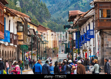 Les maisons coloniales de la vieille ville, Cusco, Pérou Banque D'Images