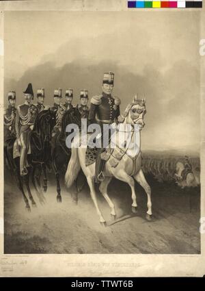 Wilhelm roi du Wurtemberg avec entourage de son adjudant, equestrian, lithographie de l'image basé sur ad vivum propre dessin de Hermann-Clearance-Info Additional-Rights Fleischhauer,-Not-Available Banque D'Images