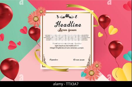 Résumé Communication Fiche Technique Certificat Vector Template Design Illustration de Vecteur