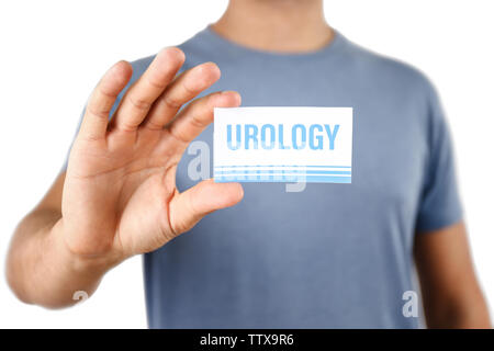 Man holding carte de visite. Concept d'Urologie Banque D'Images